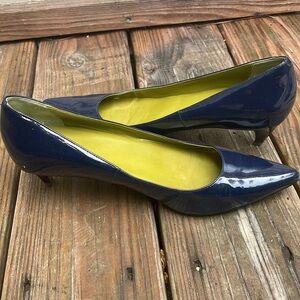 Cole Haan | Nike Air "Juliana" Navy Blue Patent Leather Kitten Heels Size 8.5